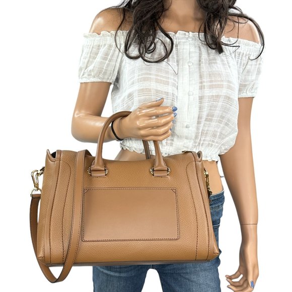 Michael Kors Carine Large Satchel Shoulder Crossbody Bag Brown - Picture 2 of 14